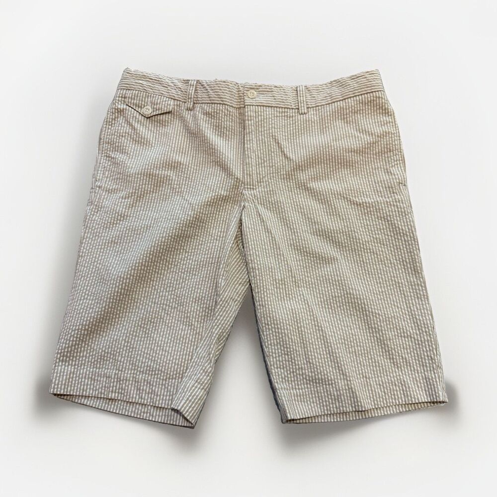 Ralph Lauren Sport Women’s 12 Bermuda Seersucker Stripe Shorts Golf Pockets